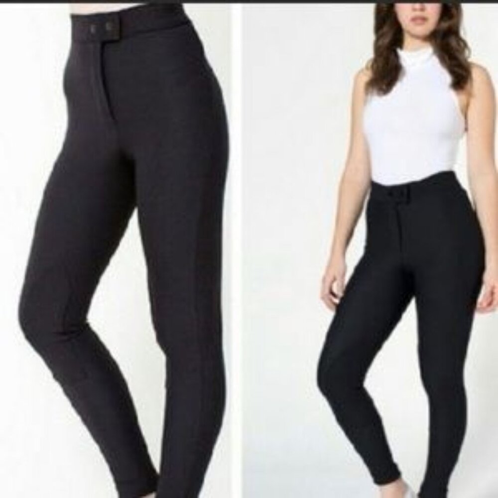 American Apparel Pant Black Ribbed High Waisted Riding Pants Size Large